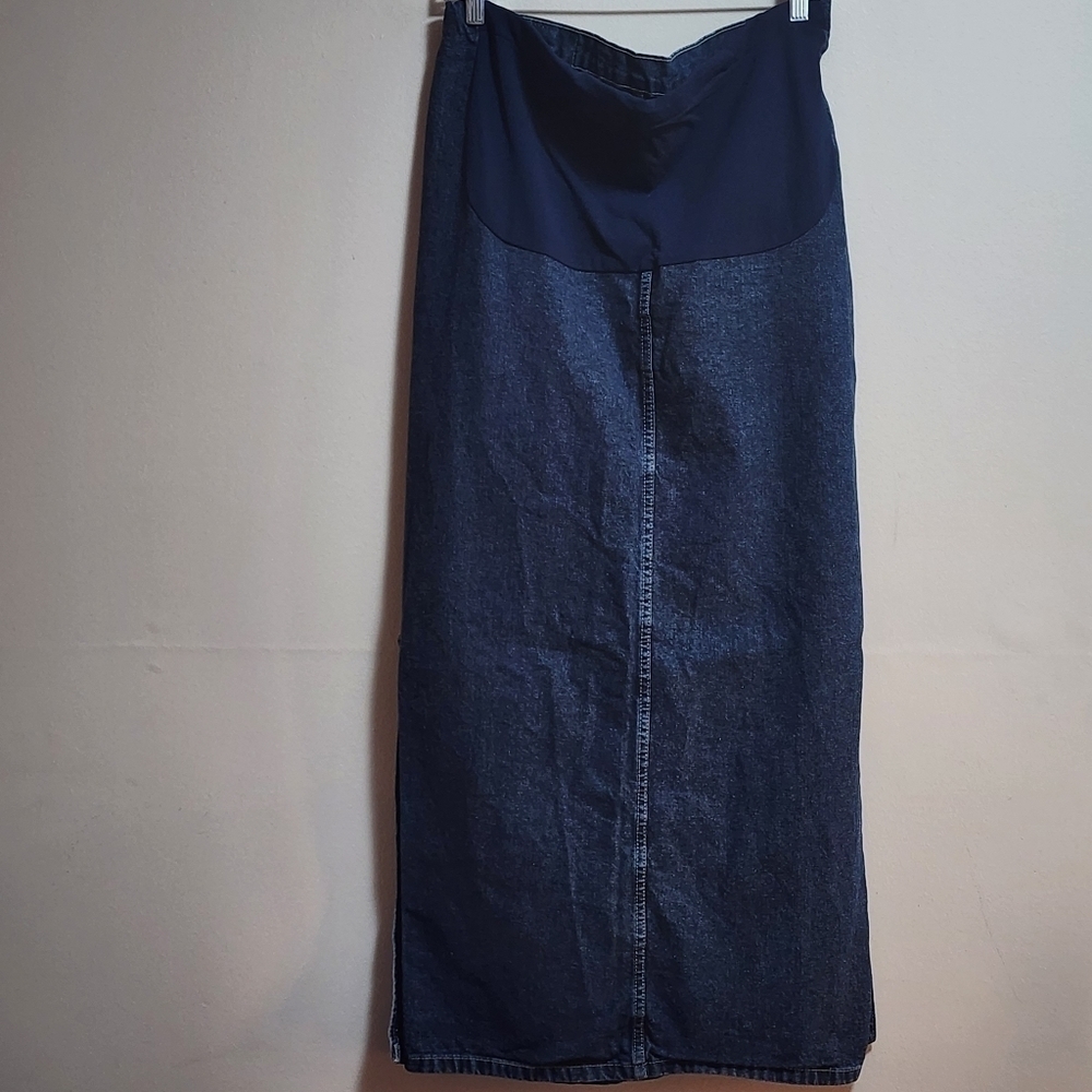 THYME maternity maxi denim skirt size small